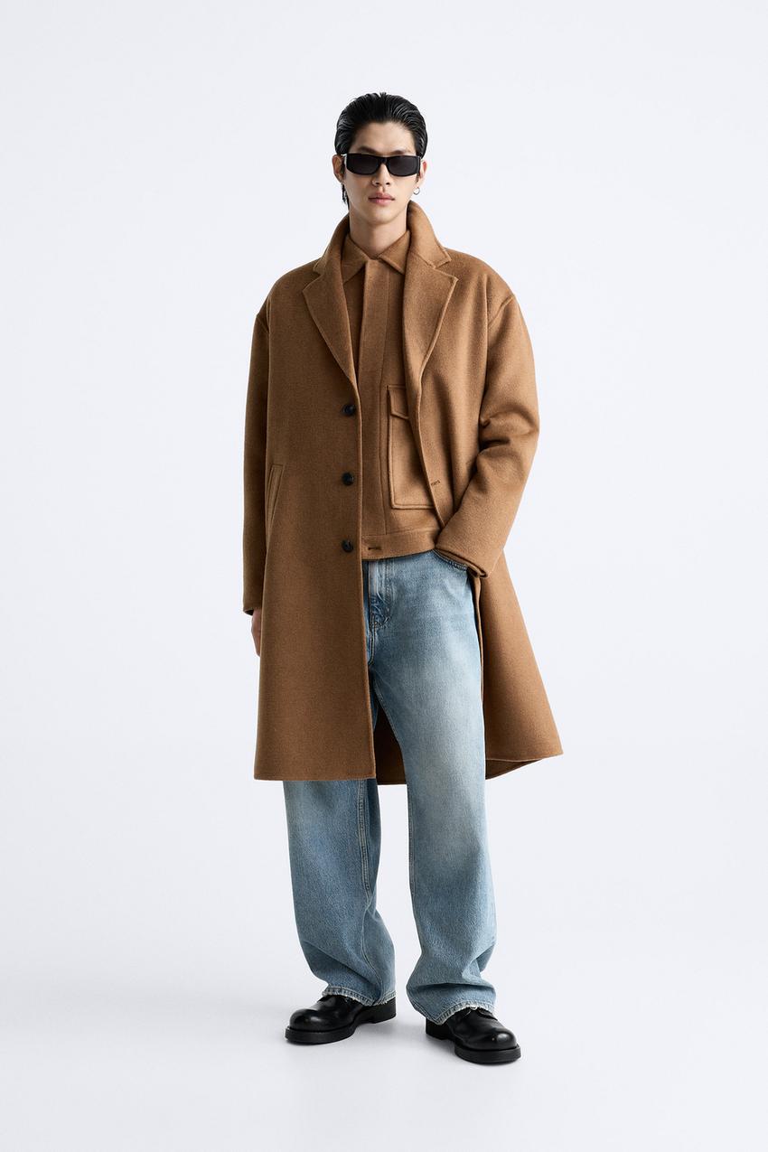 Zara wool blend coat taupe brown Clearance