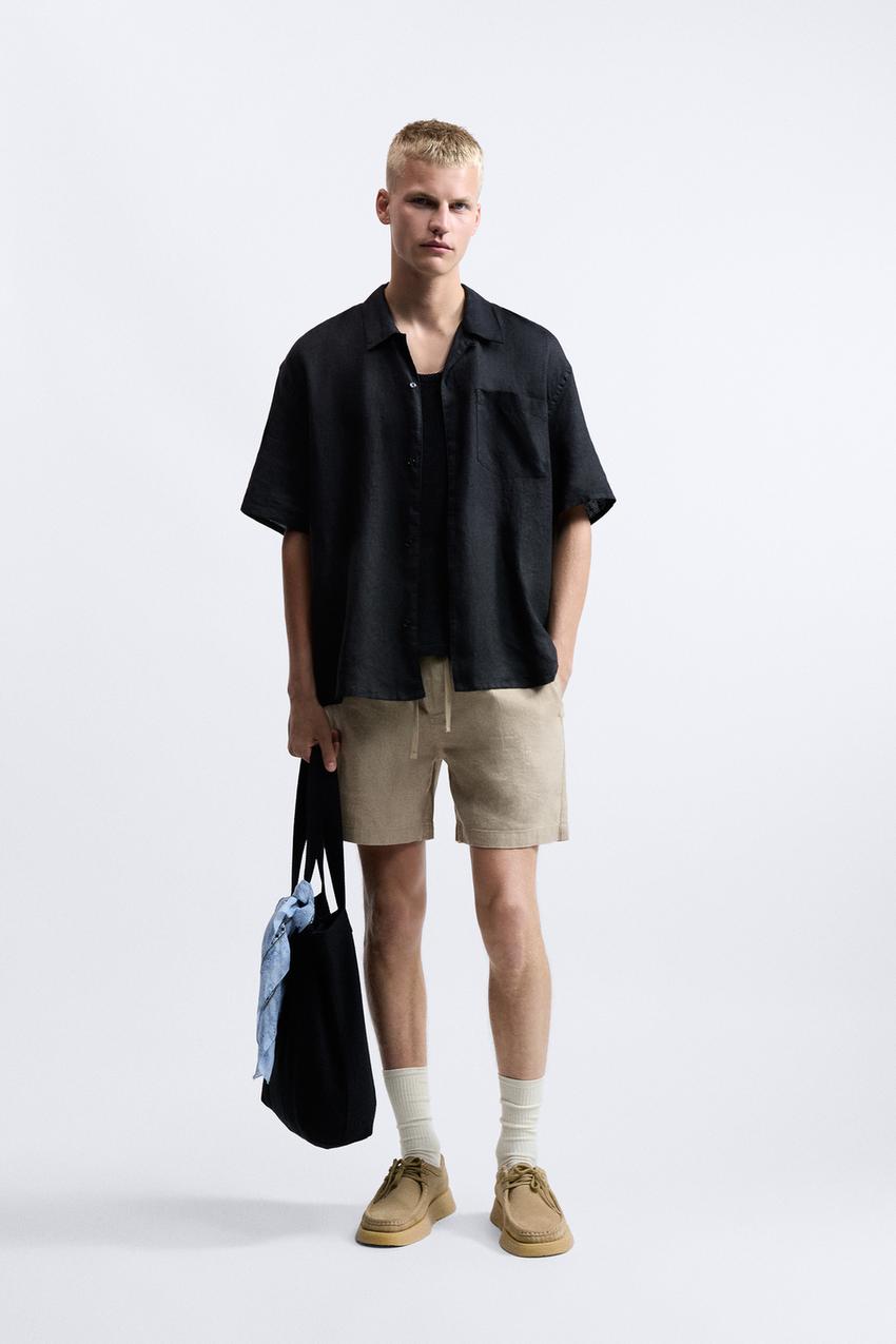 Zara linen shorts men Clearance
