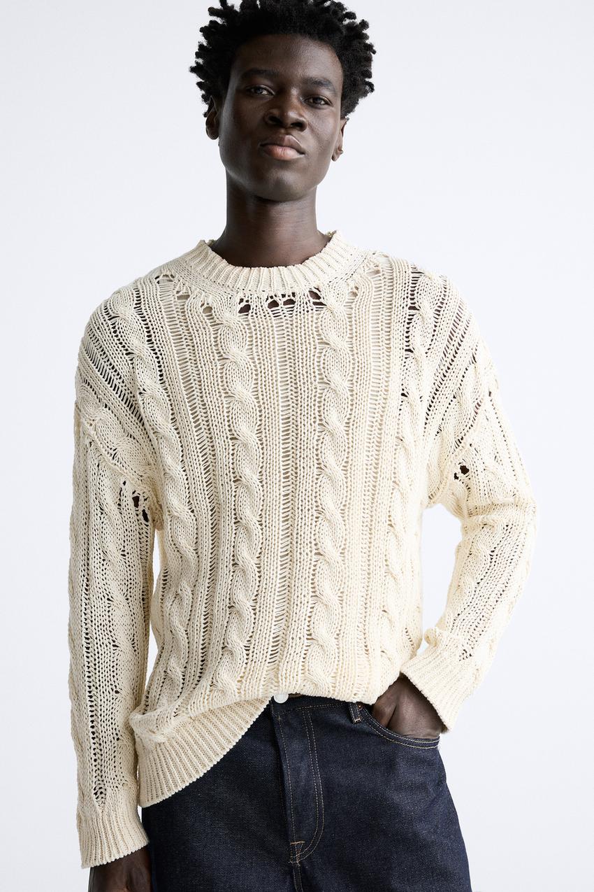 Zara mens cream jumper Clearance