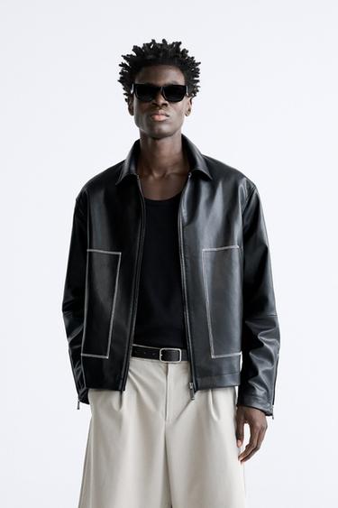 Zara men's genuine leather coats & jackets Clearance