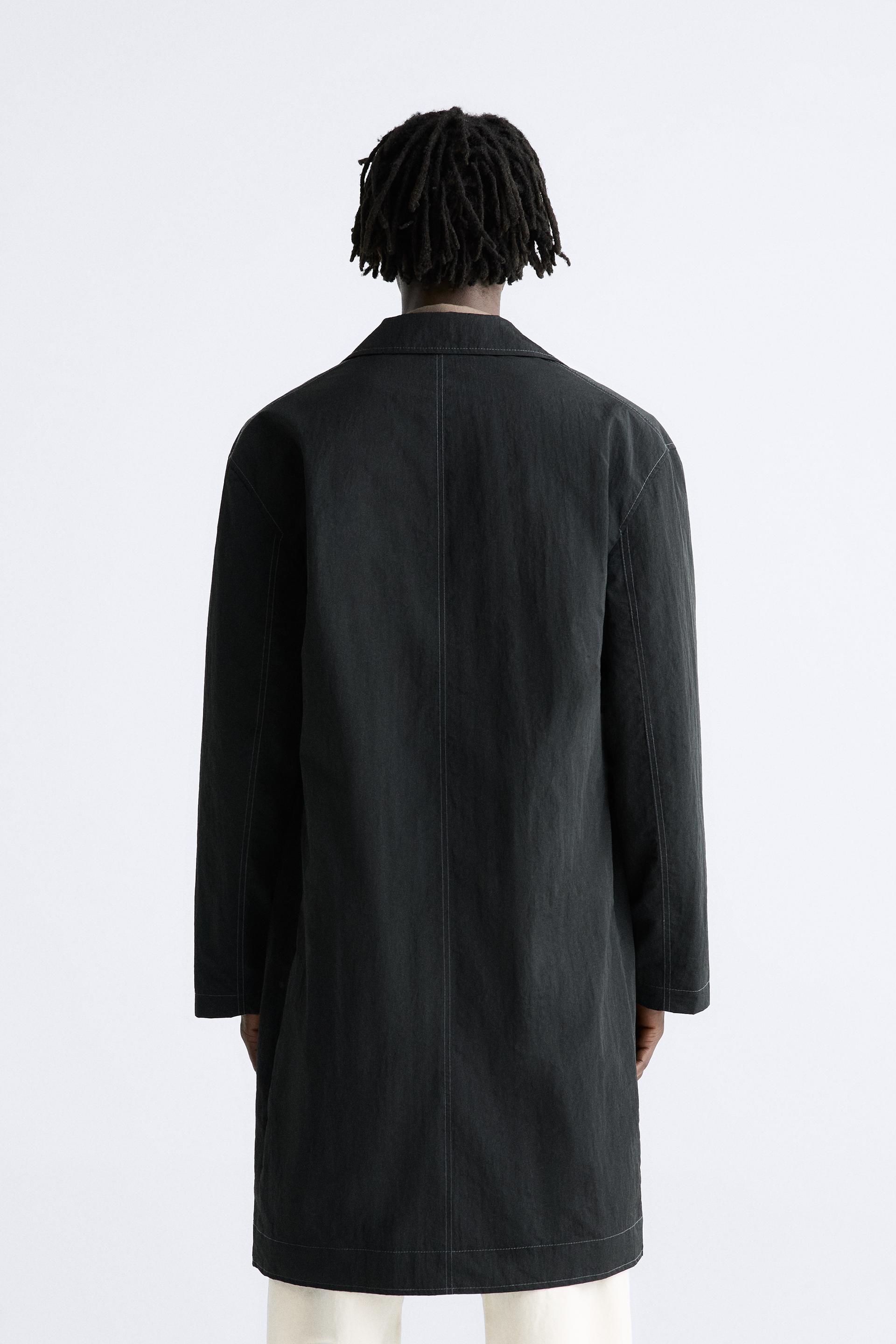 TOPSTITCHED TECHNICAL TRENCH COAT Black ZARA Canada