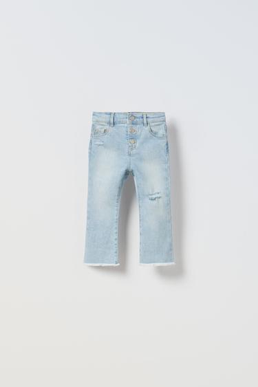 ДЖИНСЫ-КЛЕТКИ С НЕОБРАБОТАННЫМ НОМОМ - светло-голубые от Zara - изображение 0