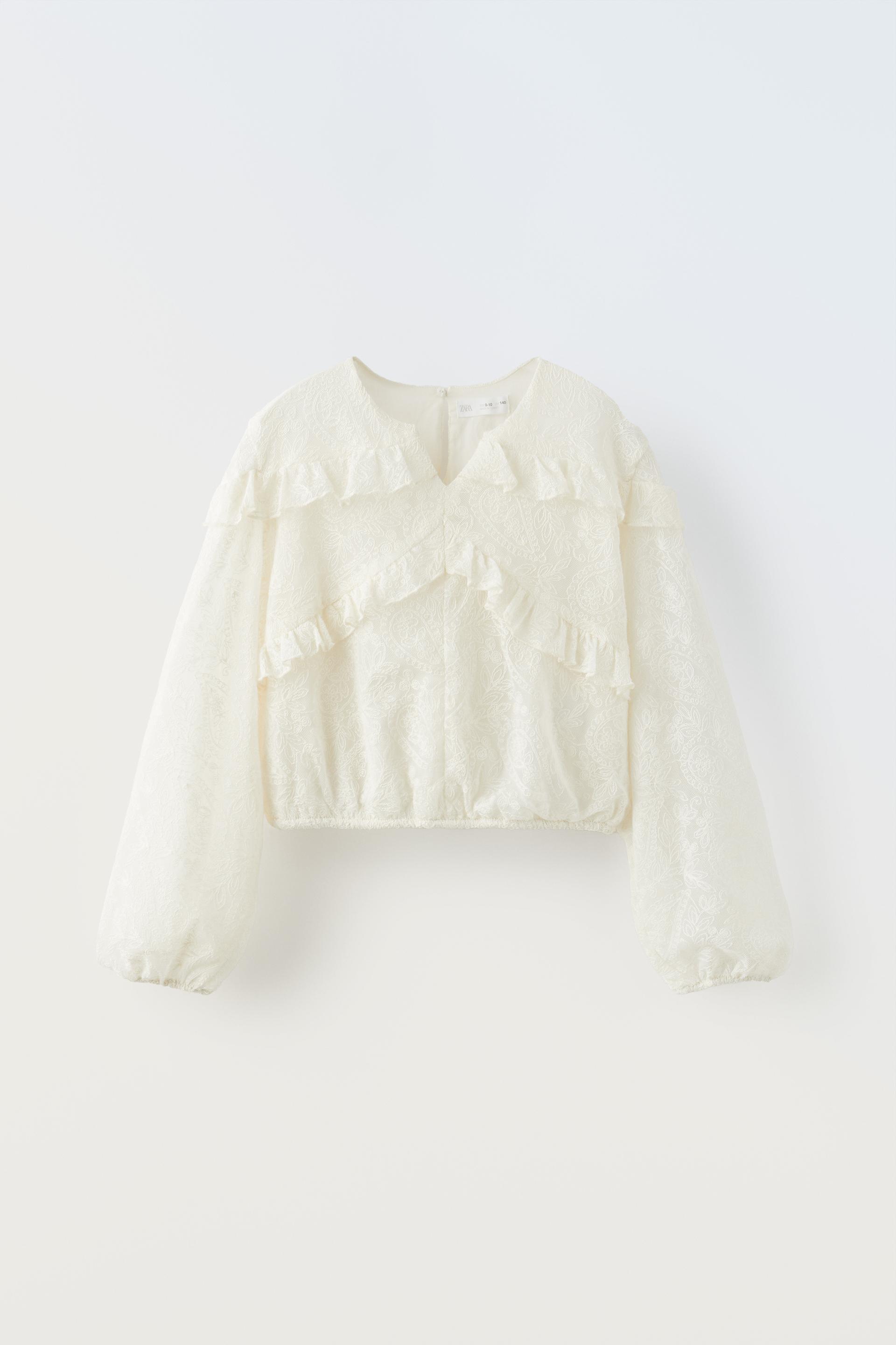 Zara embroidered tulle blouse Clearance