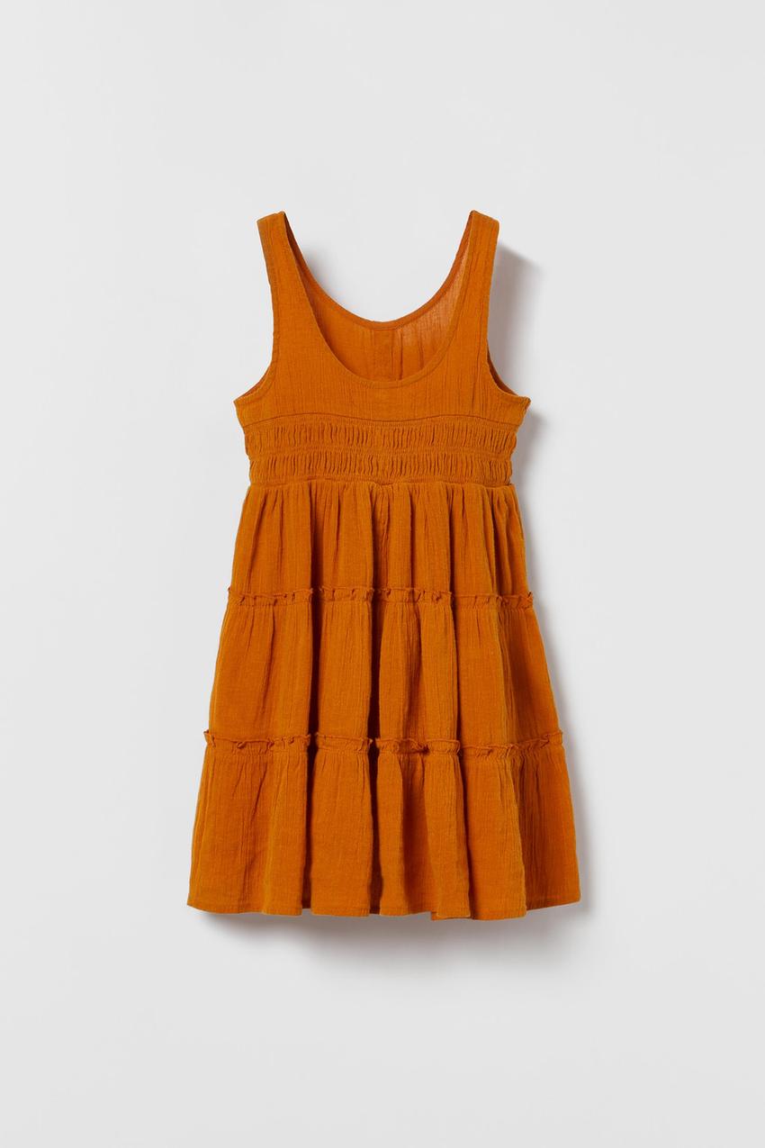 Linen blend tiered dress zara Clearance
