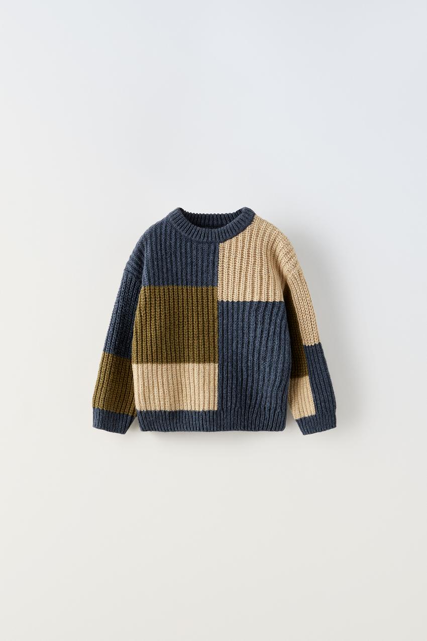 Zara colour block knit sweater Outlet