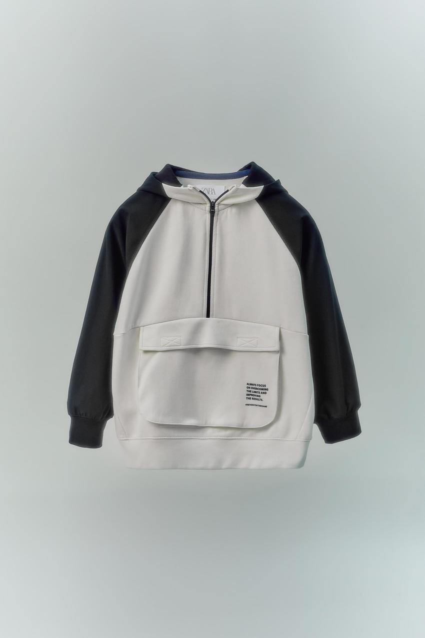 Zara white zip up hoodie Clearance