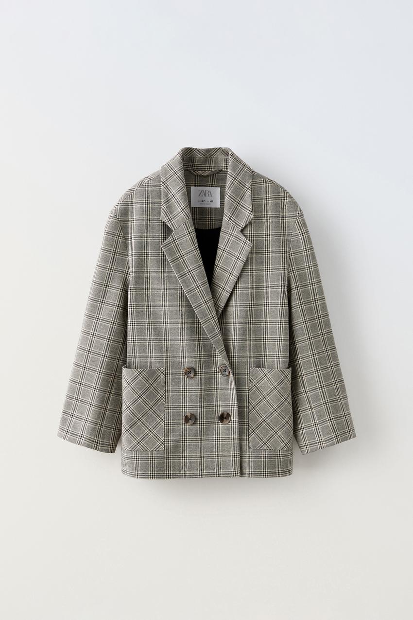 Zara double breasted check blazer Clearance