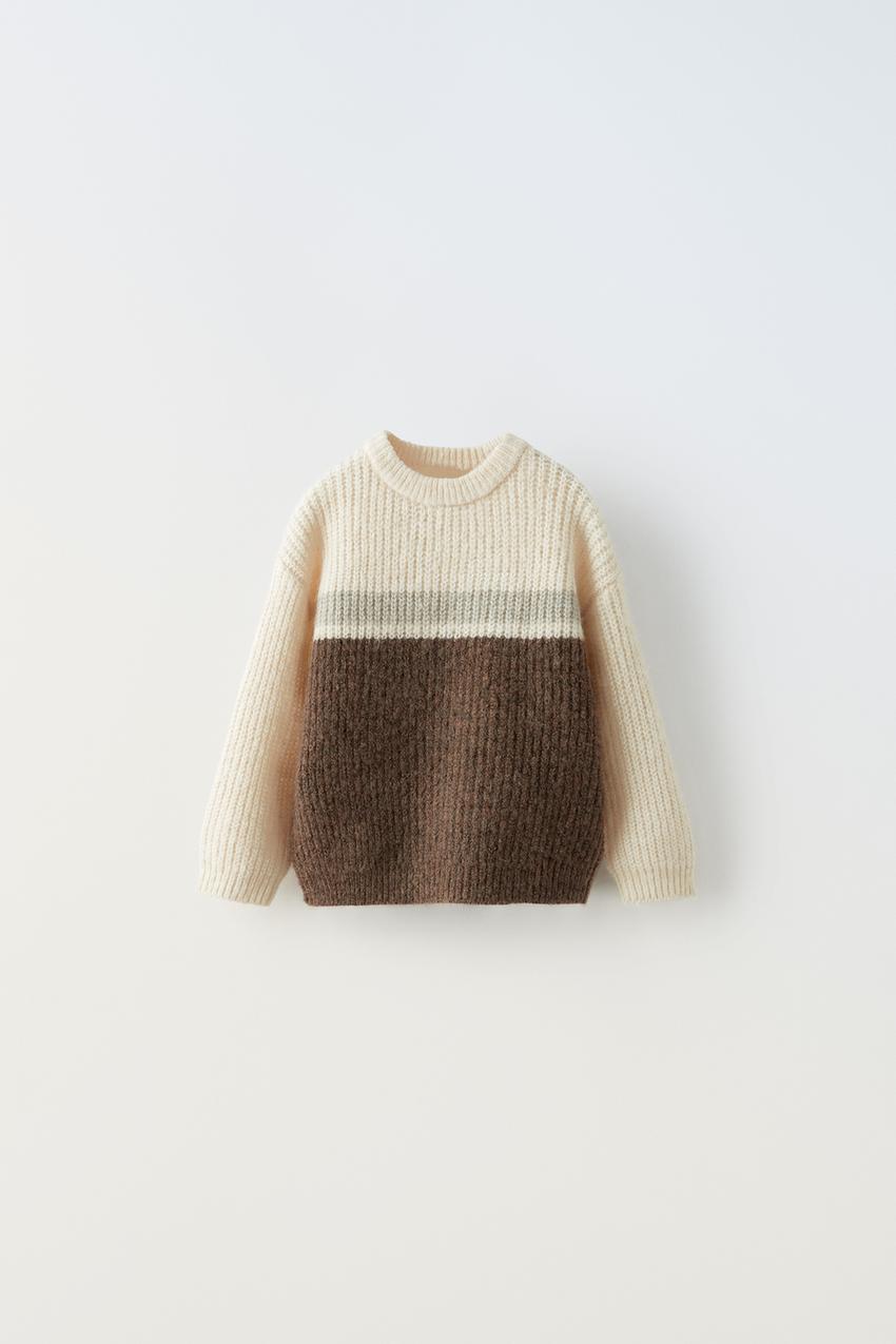 Zara colour block knit sweater Outlet