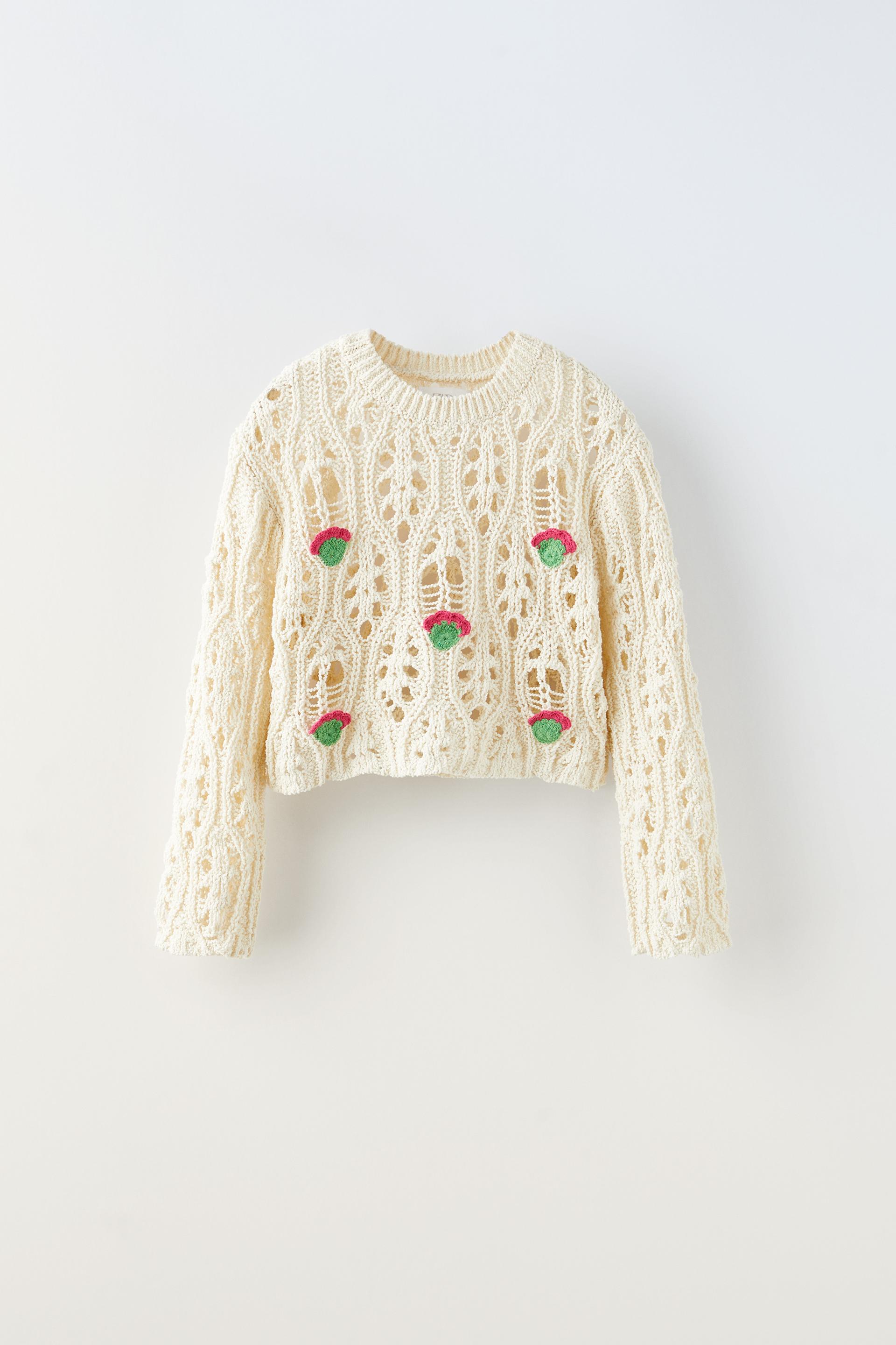Zara knit cardigan with floral embroidery Clearance