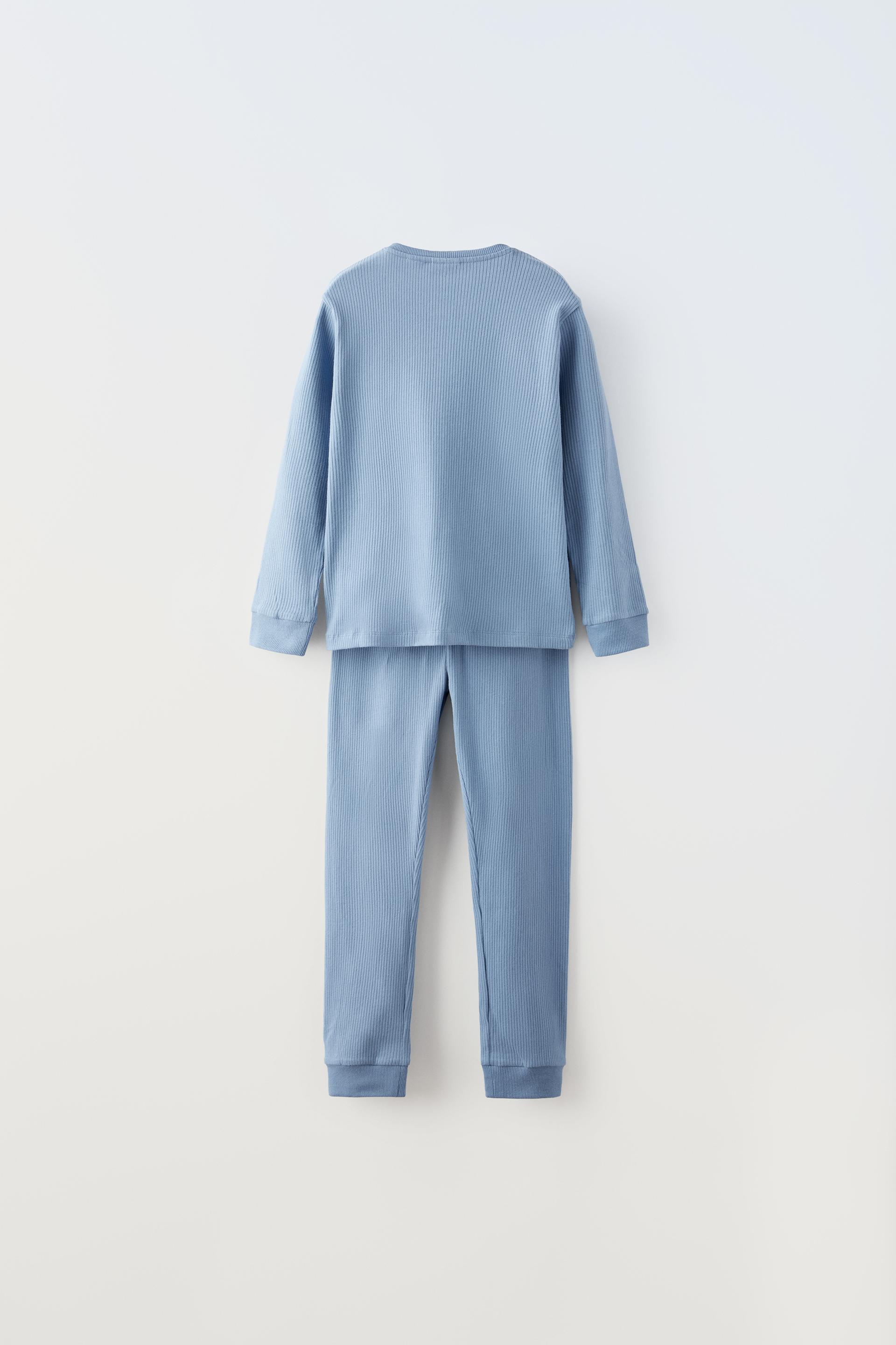 6 14 YEARS PLAIN RIBBED PYJAMAS Blue ZARA Turkey