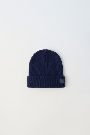 RIBBED COTTON BEANIE - Midnight blue by Zara