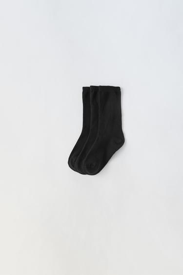 LOT DE TROIS PAIRES DE CHAUSSETTES LONGUES BASSIQUES - Noir de Zara