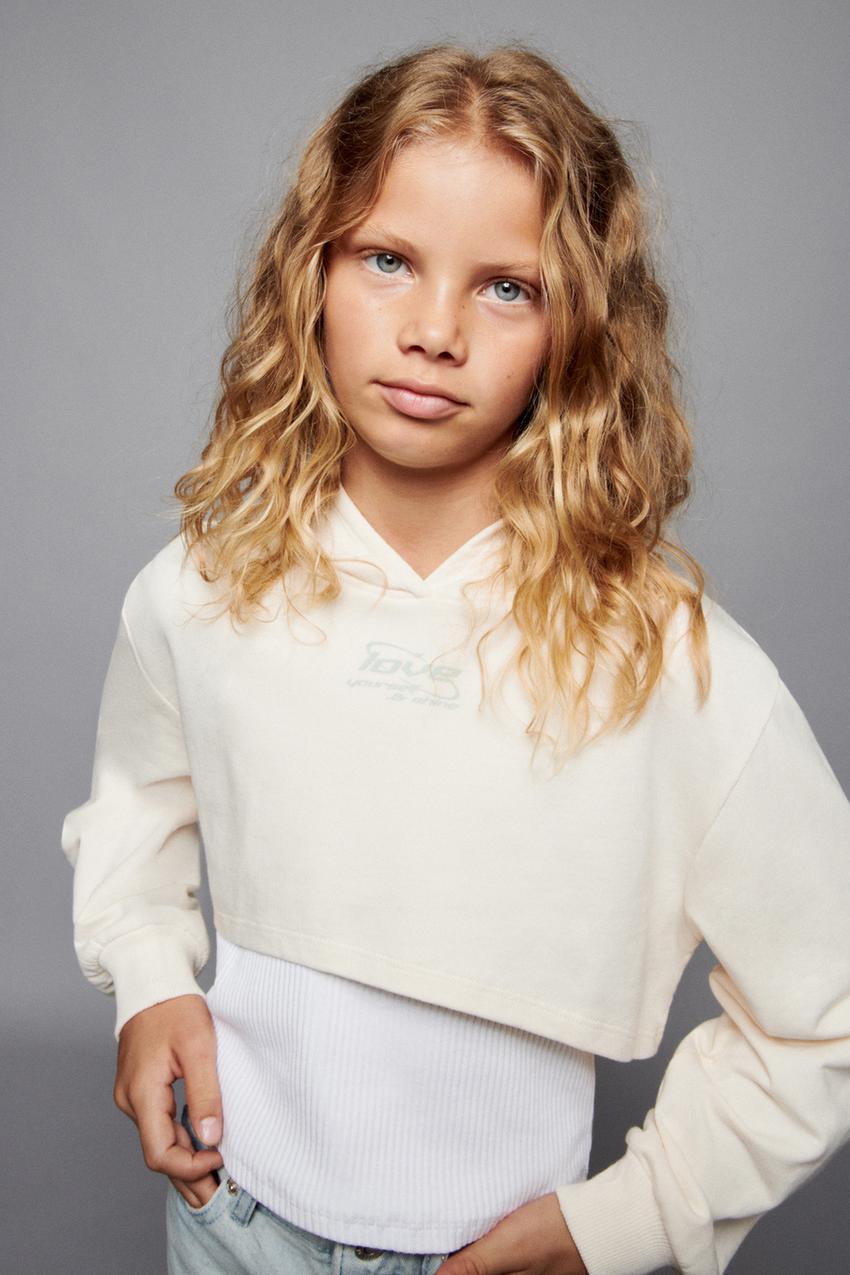 Crop top hoodie zara Outlet