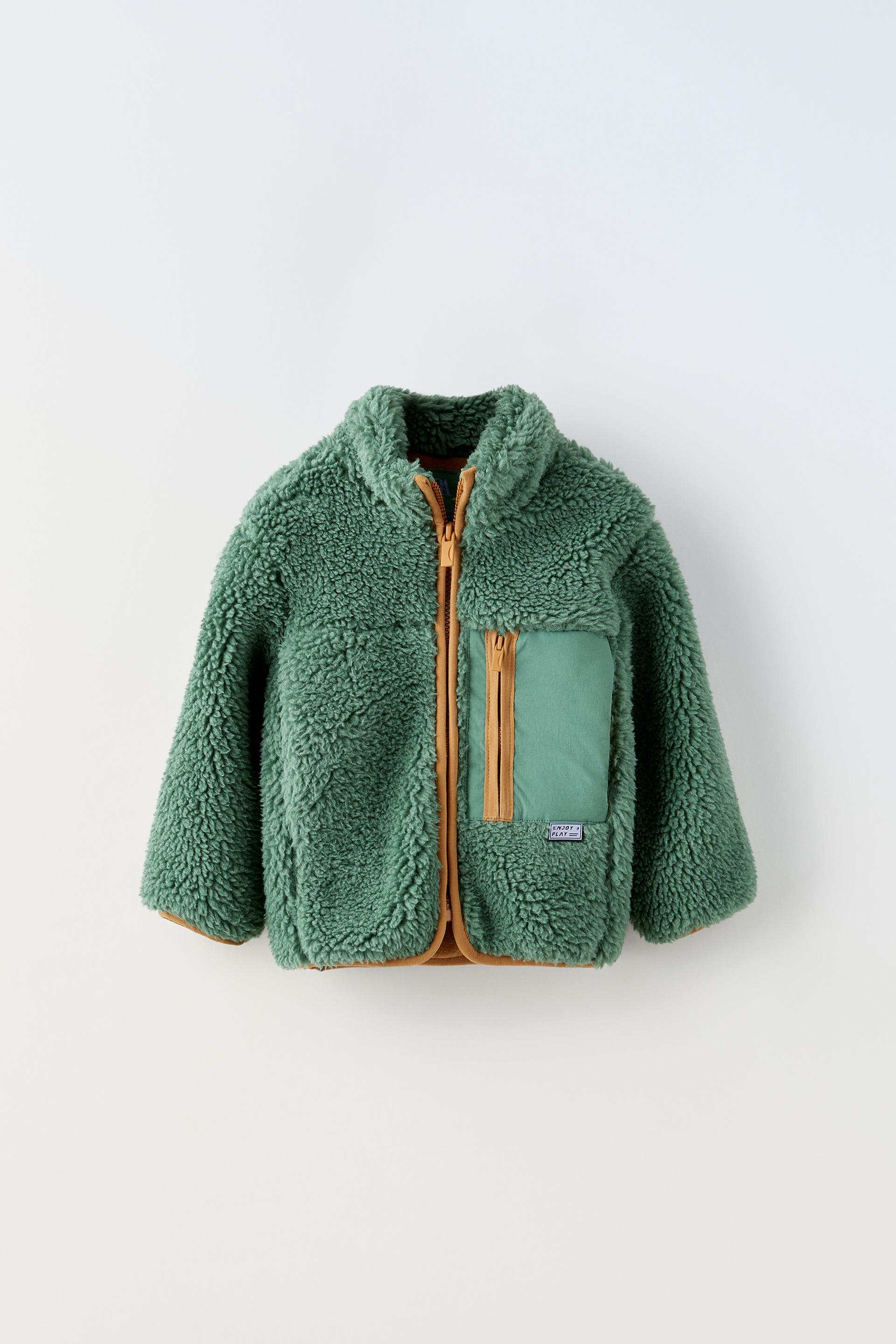 Zara green fleece coat Clearance