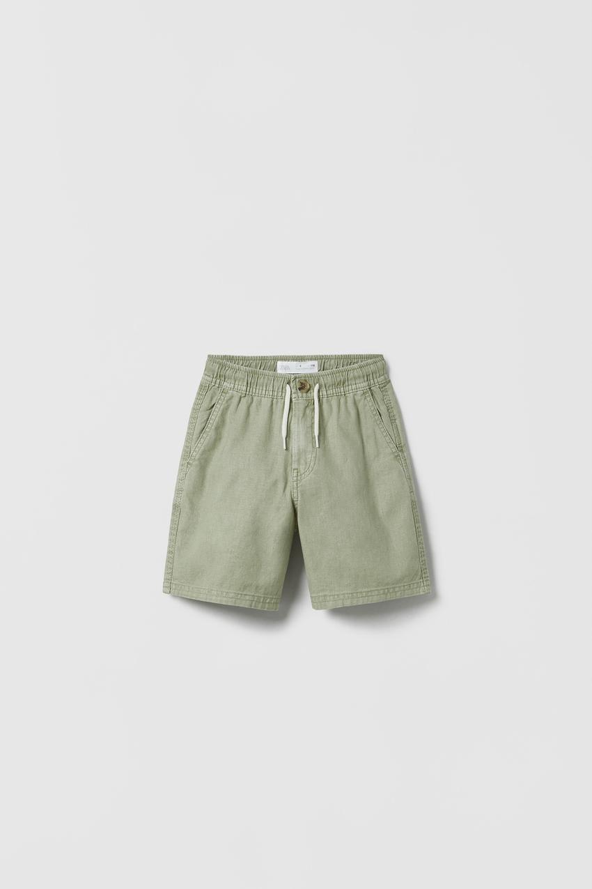 Zara green linen shorts Outlet