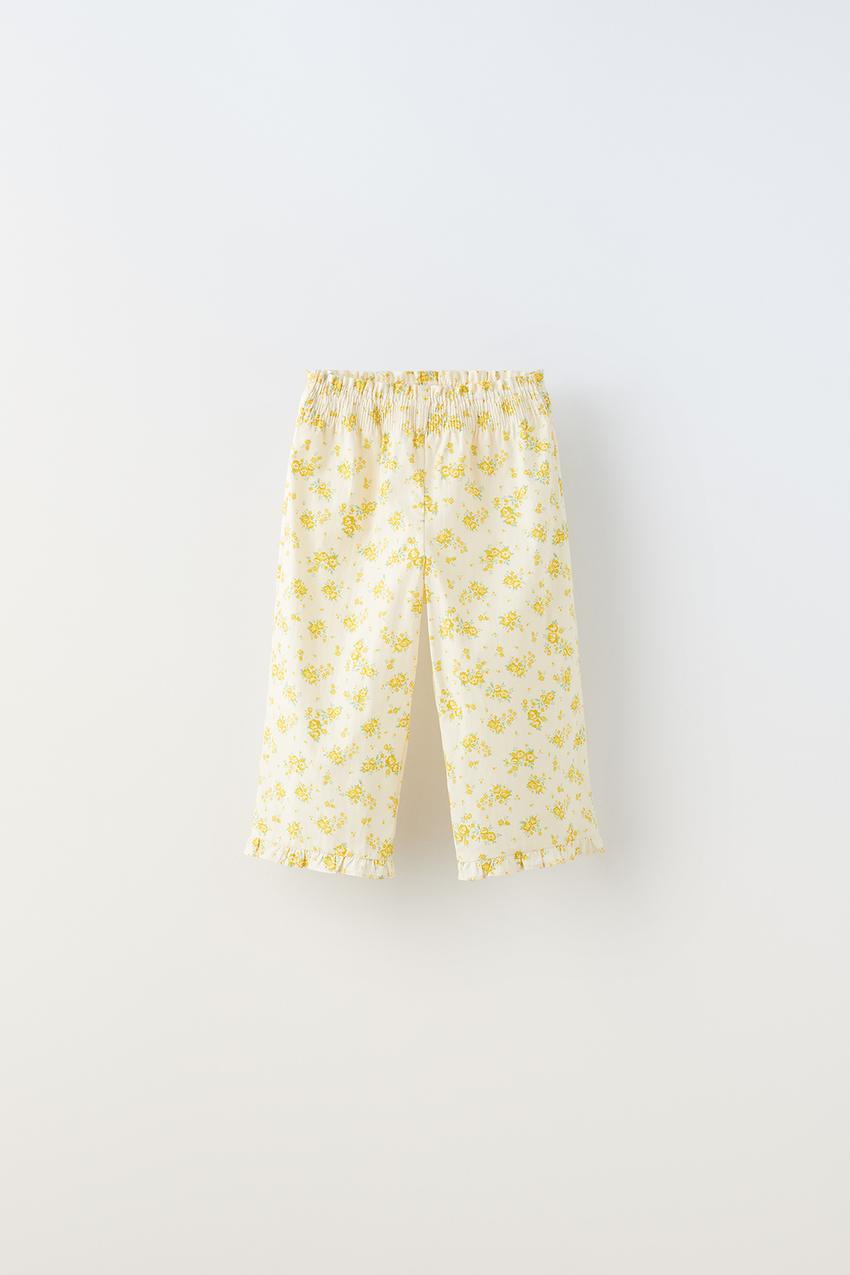 Zara flower pants yellow Clearance