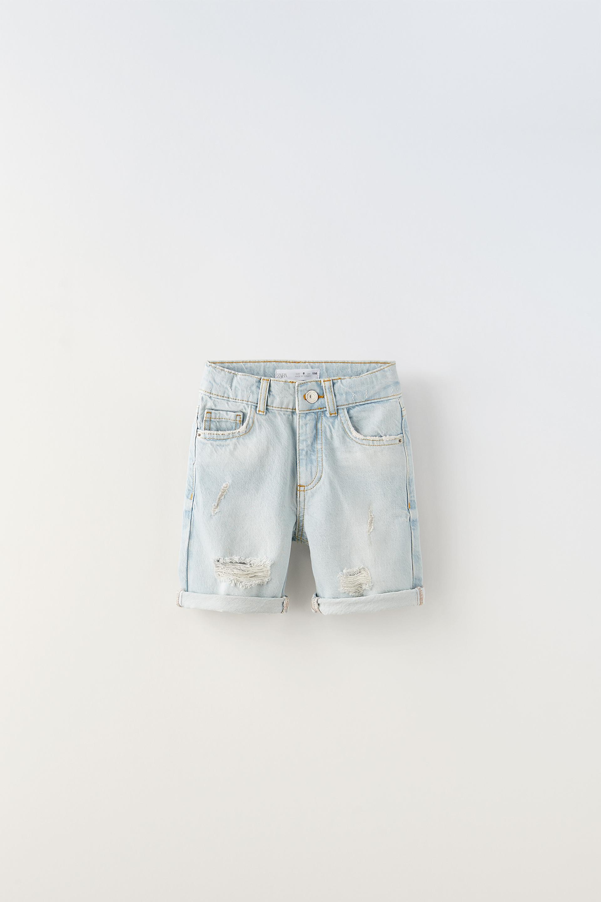 Ripped denim shorts zara Clearance