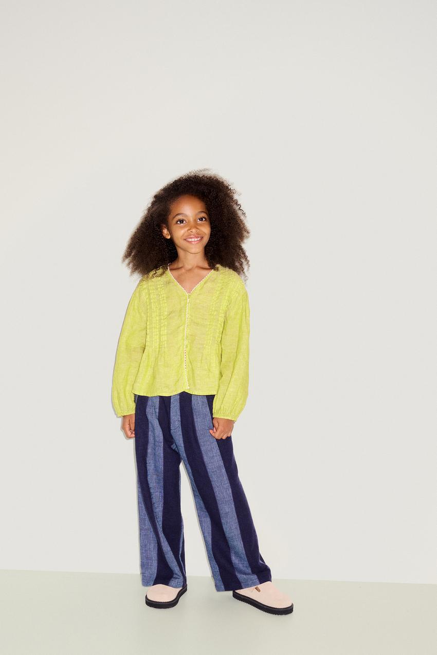 Zara green and yellow striped top Clearance