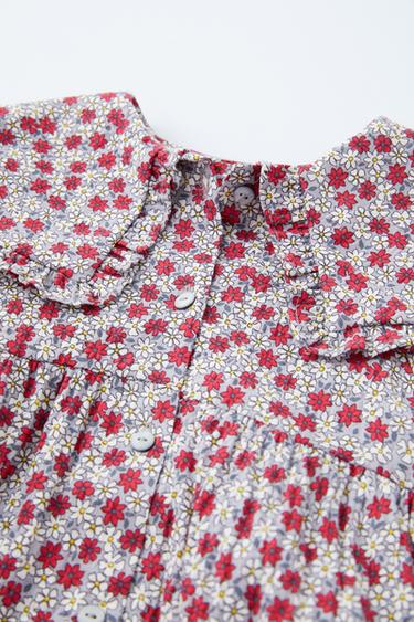 ЦВЕТОЧНОЕ ПЛАТЬЕ С VOLANT - темно-красное от Zara - картинка 3