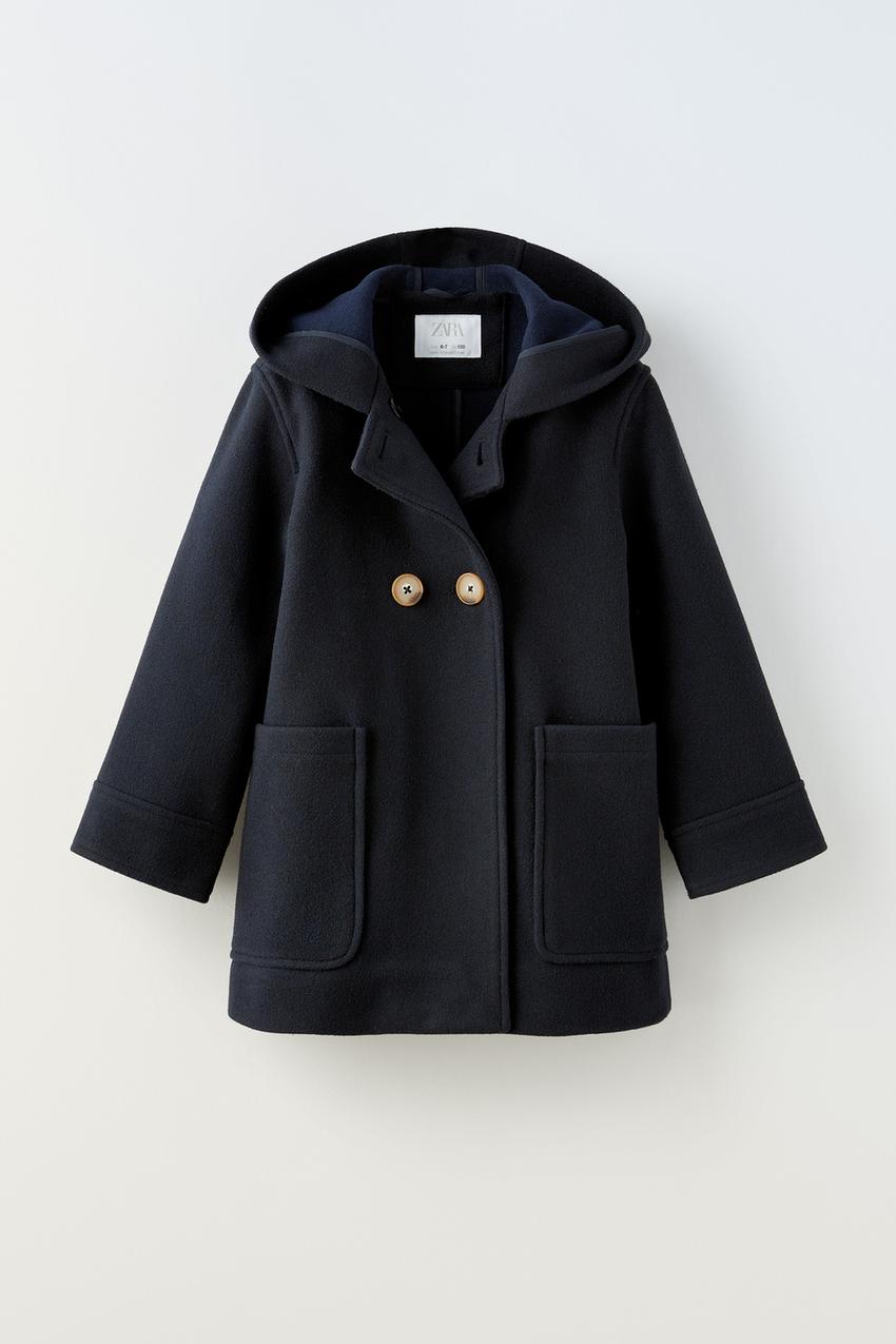 Zara navy double breasted coat Clearance