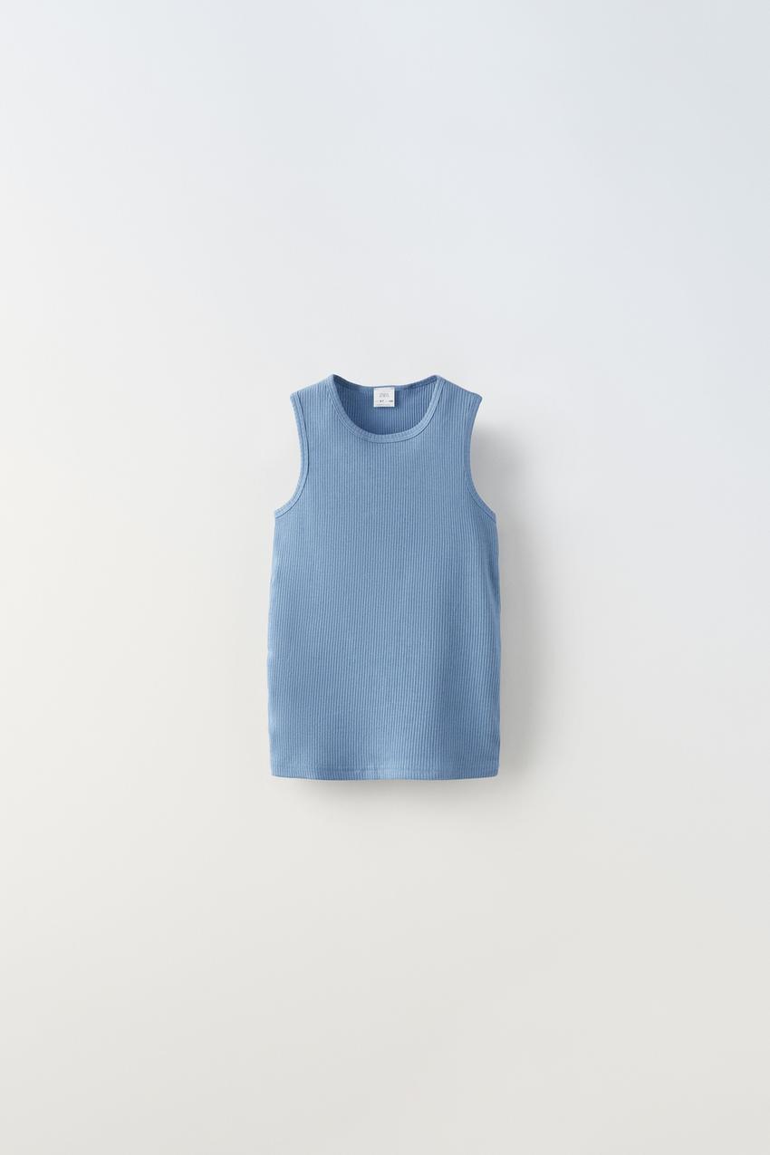 Zara blue ribbed top Clearance