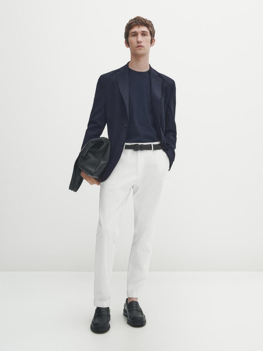 Zara navy textured blazer Clearance