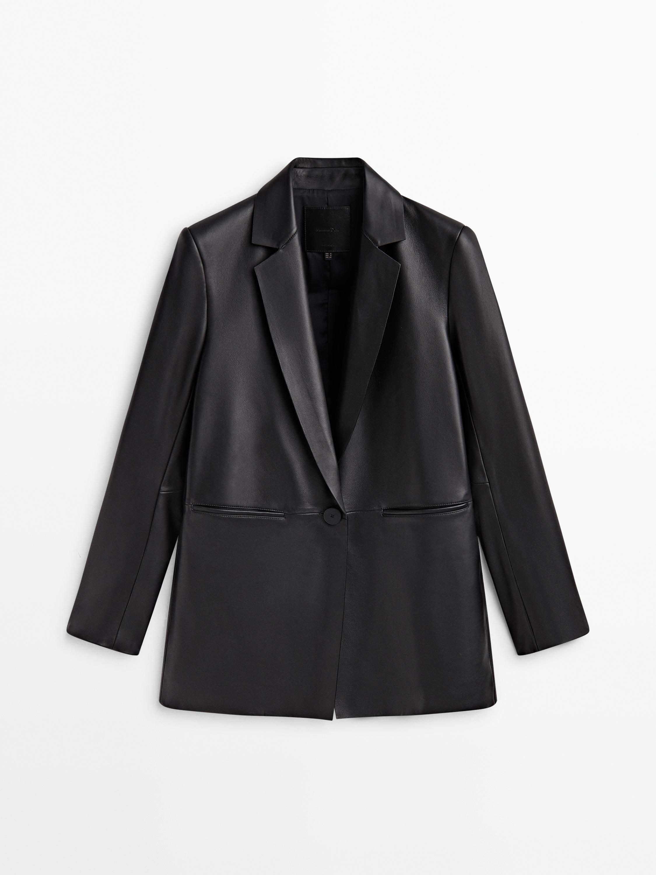 Black leather blazer women's zara Clearance