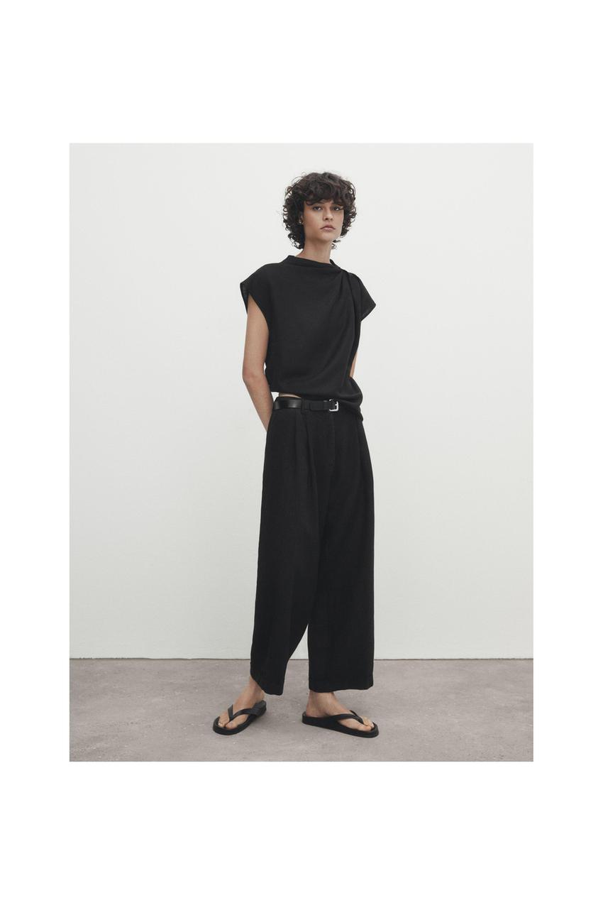 Zara black linen trousers Clearance