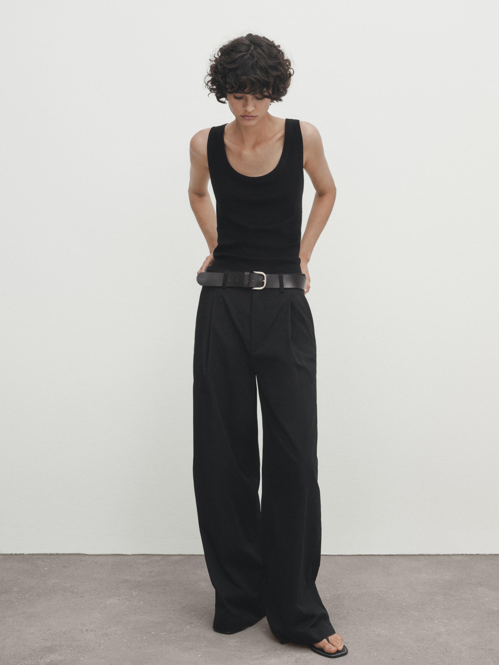Wide leg black trousers zara Clearance