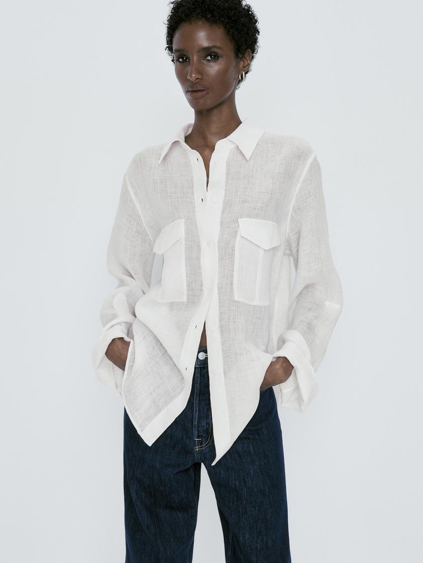 Zara long shirt with pockets Clearance