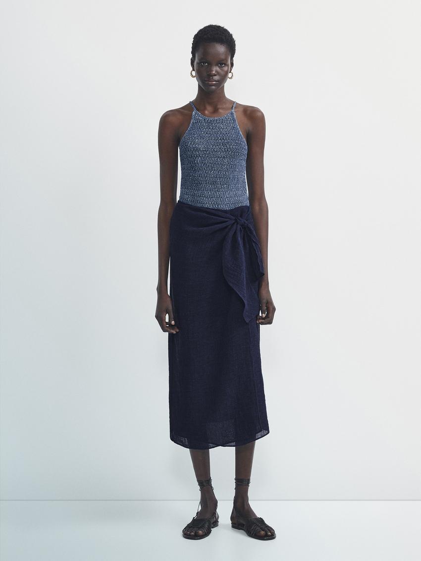 Blue wrap skirt zara Clearance