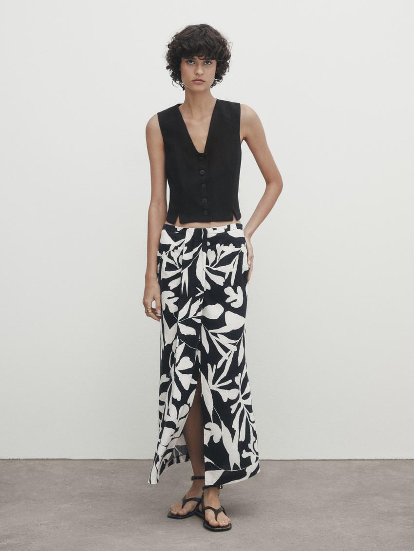 Zara black and white midi skirt Clearance