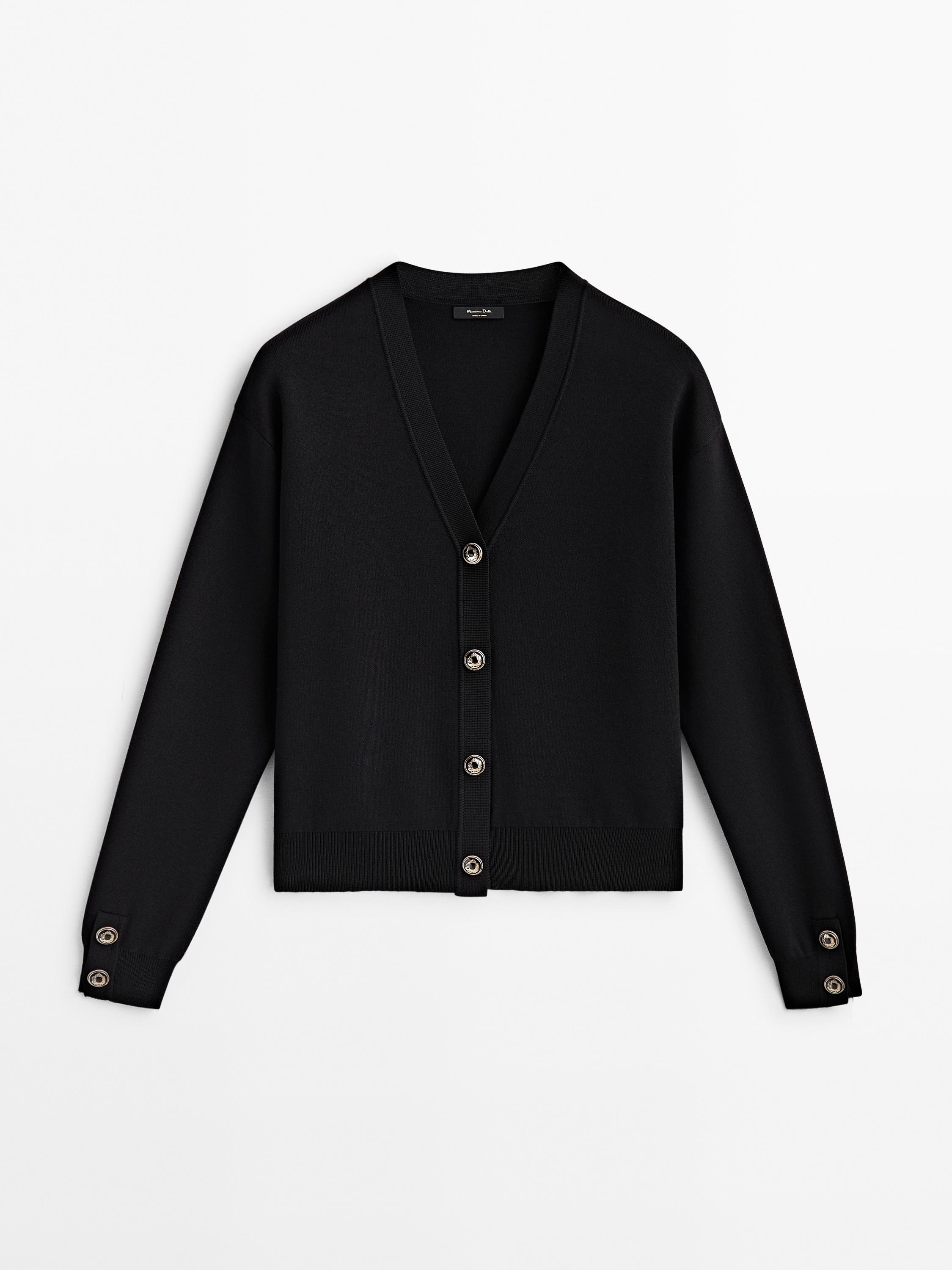 Zara black cardigan gold buttons Clearance