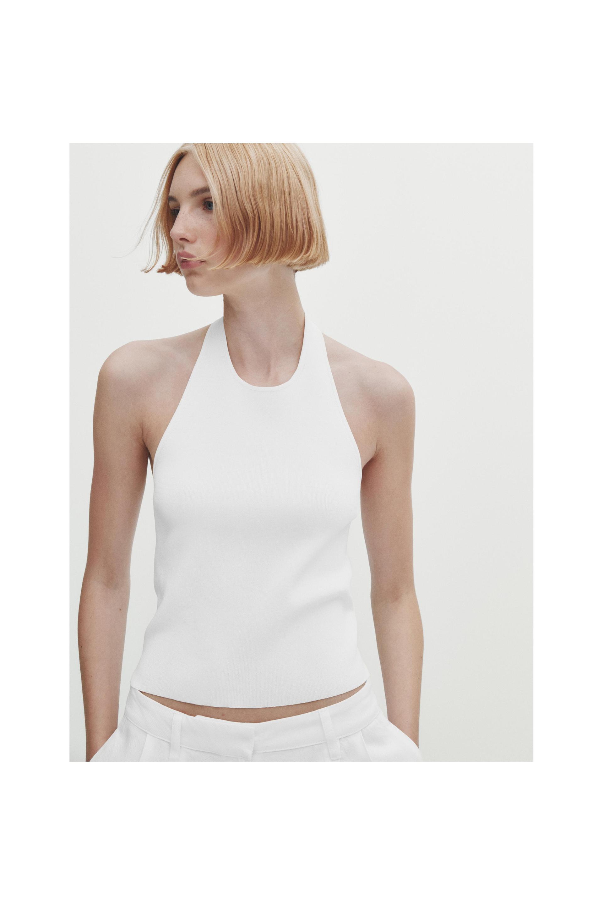 White halter neck top zara Outlet