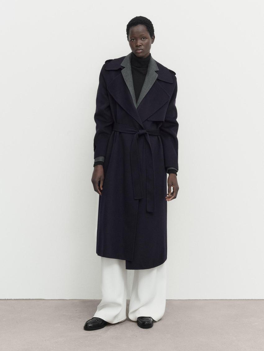 Zara blue wool blend coat Clearance