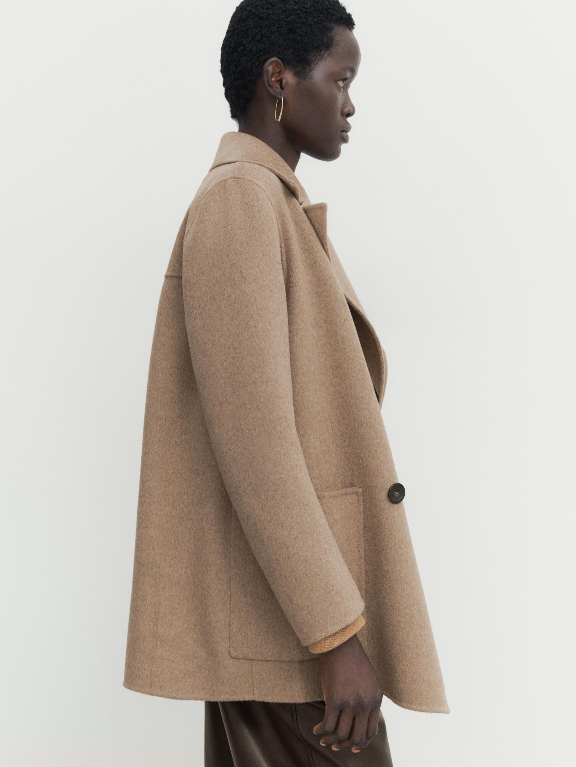 Zara wool blend coat sand Clearance