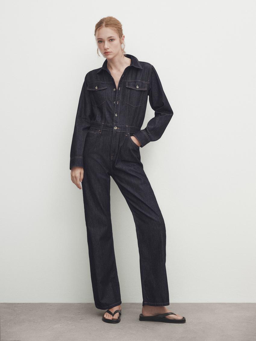 Zara black denim romper Clearance