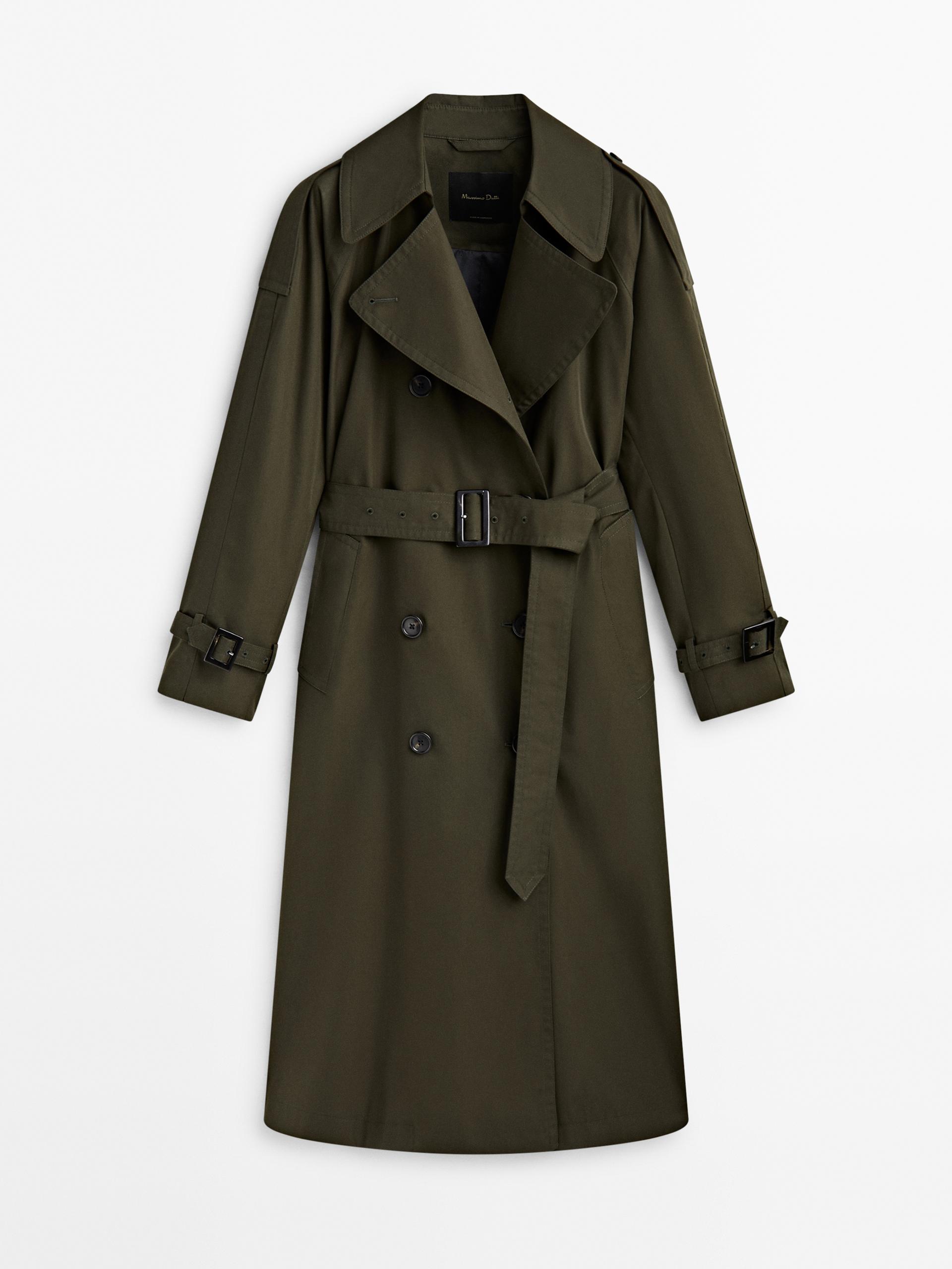 Zara belted coat khaki Clearance