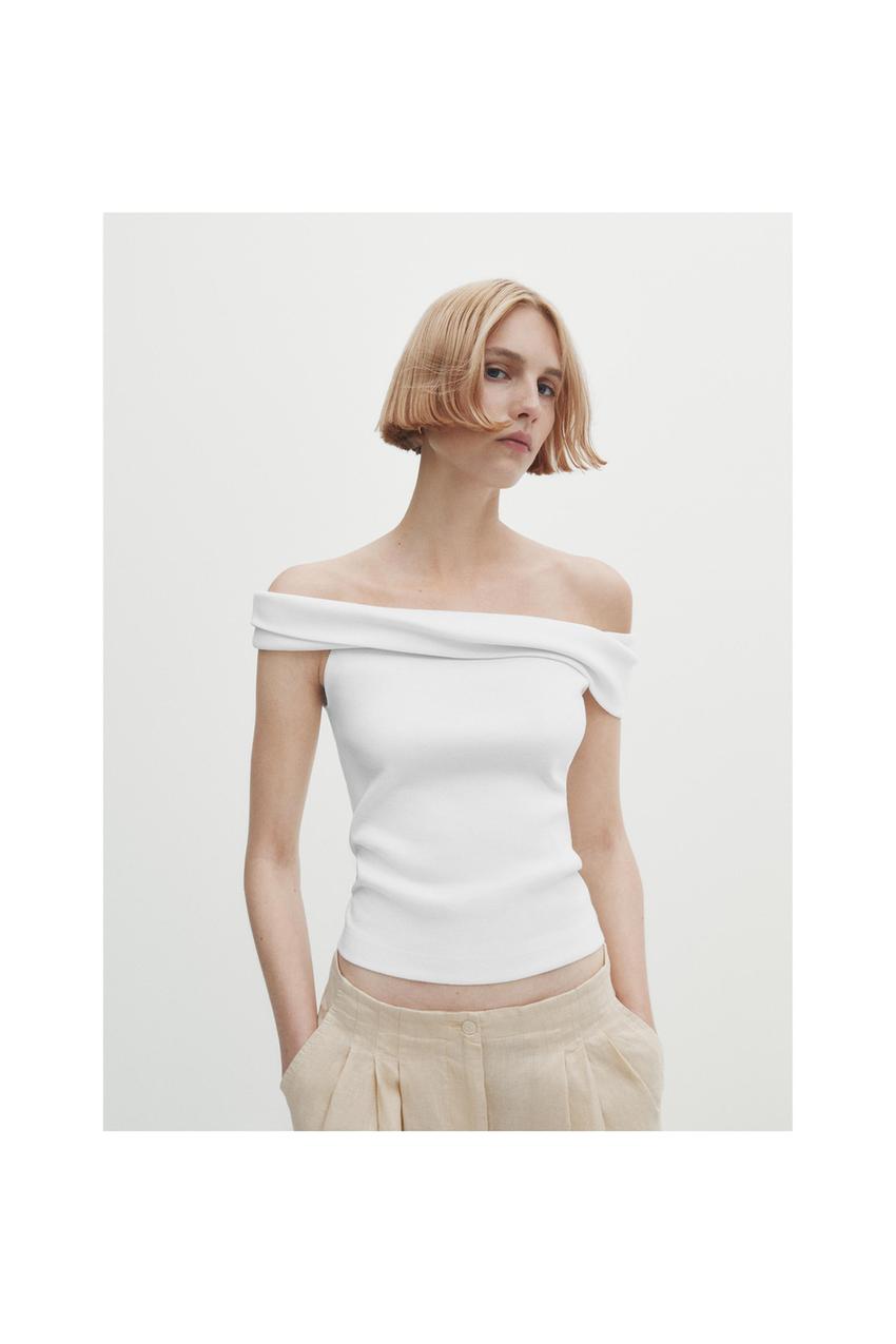 Zara boat neck top Clearance