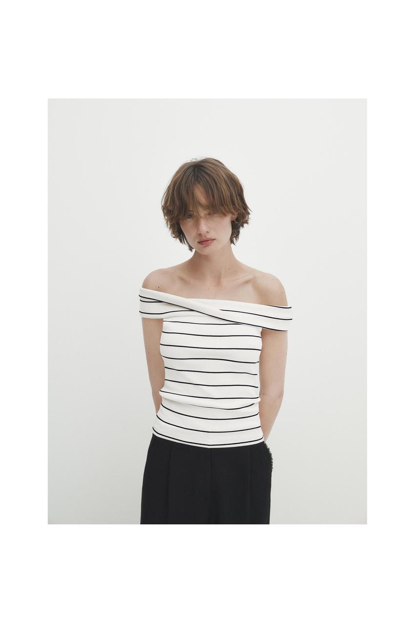 Zara boat neck top Clearance