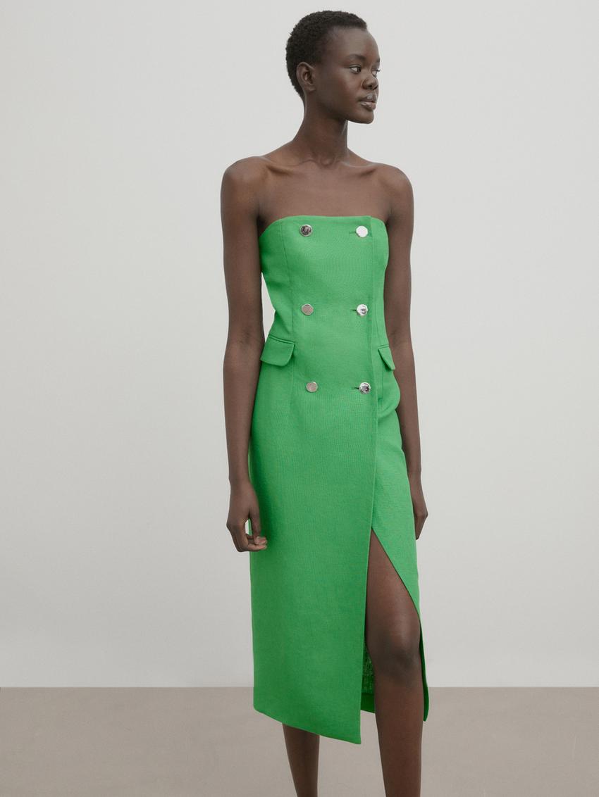 Bright green zara dress Clearance