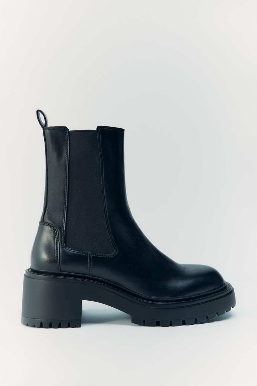 Leather track sole ankle boots zara Clearance