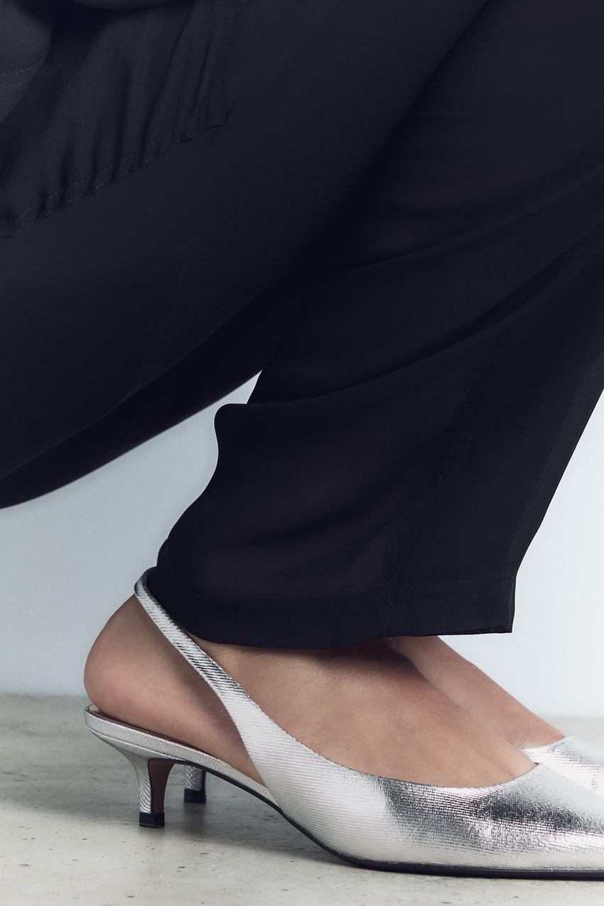 Zara kitten heel slingback shoes Clearance