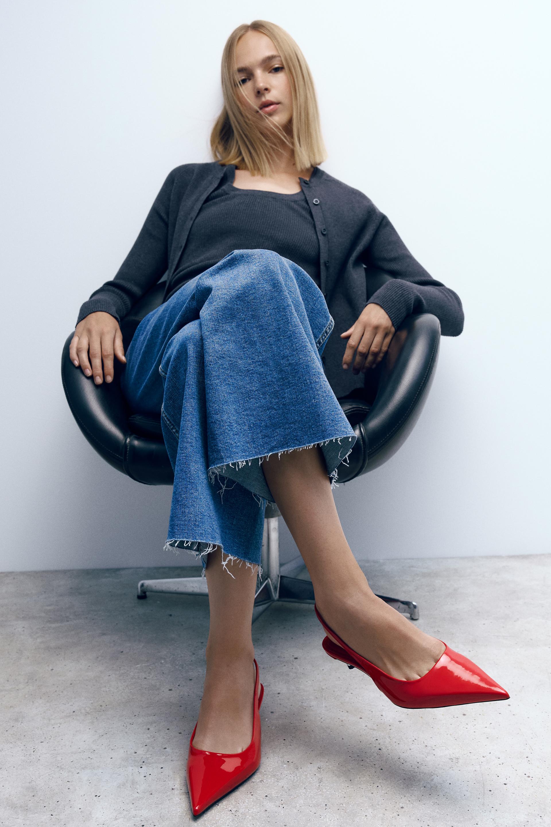 Zara red slingback shoes Clearance