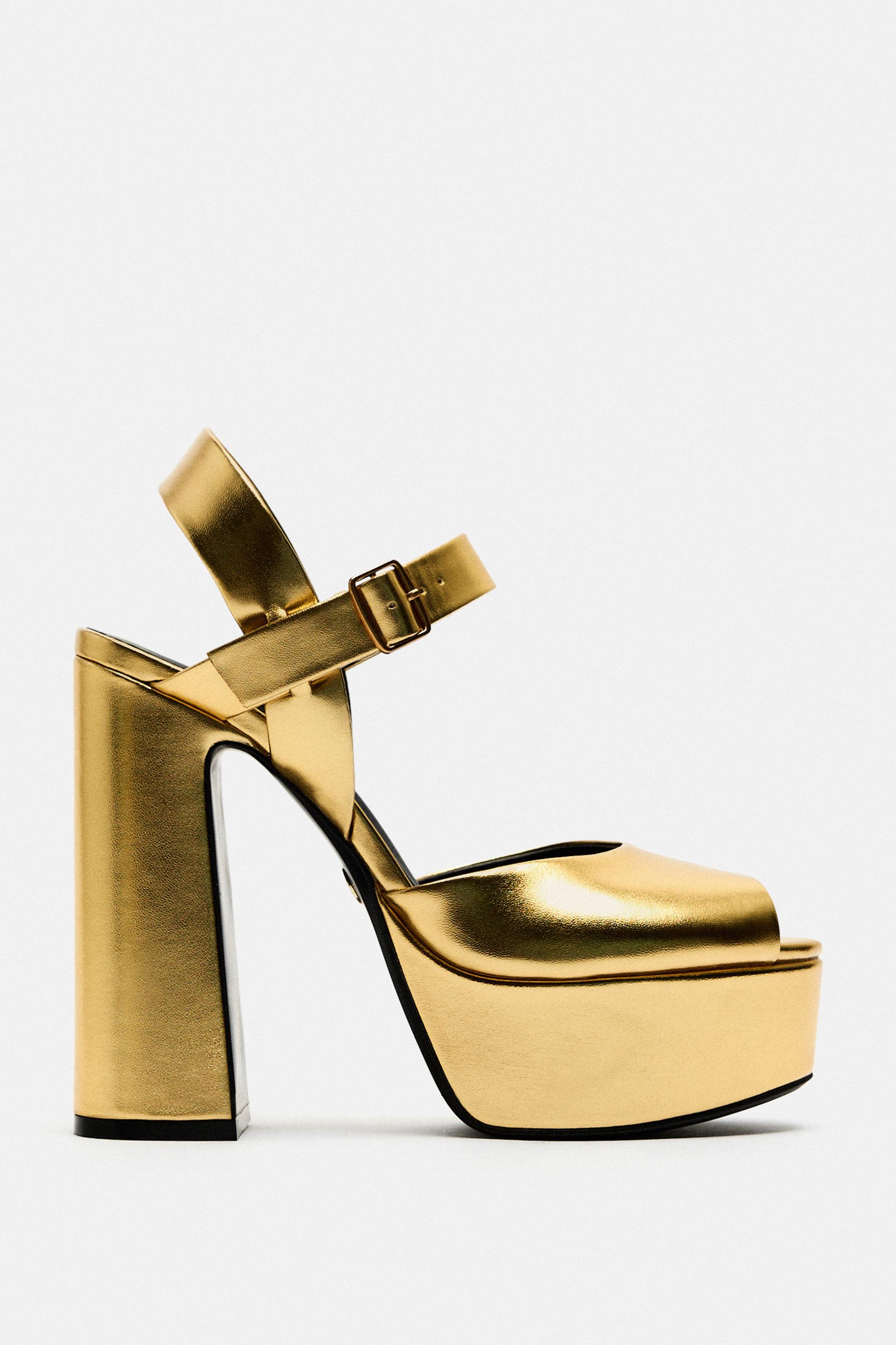 Zara heels gold Clearance