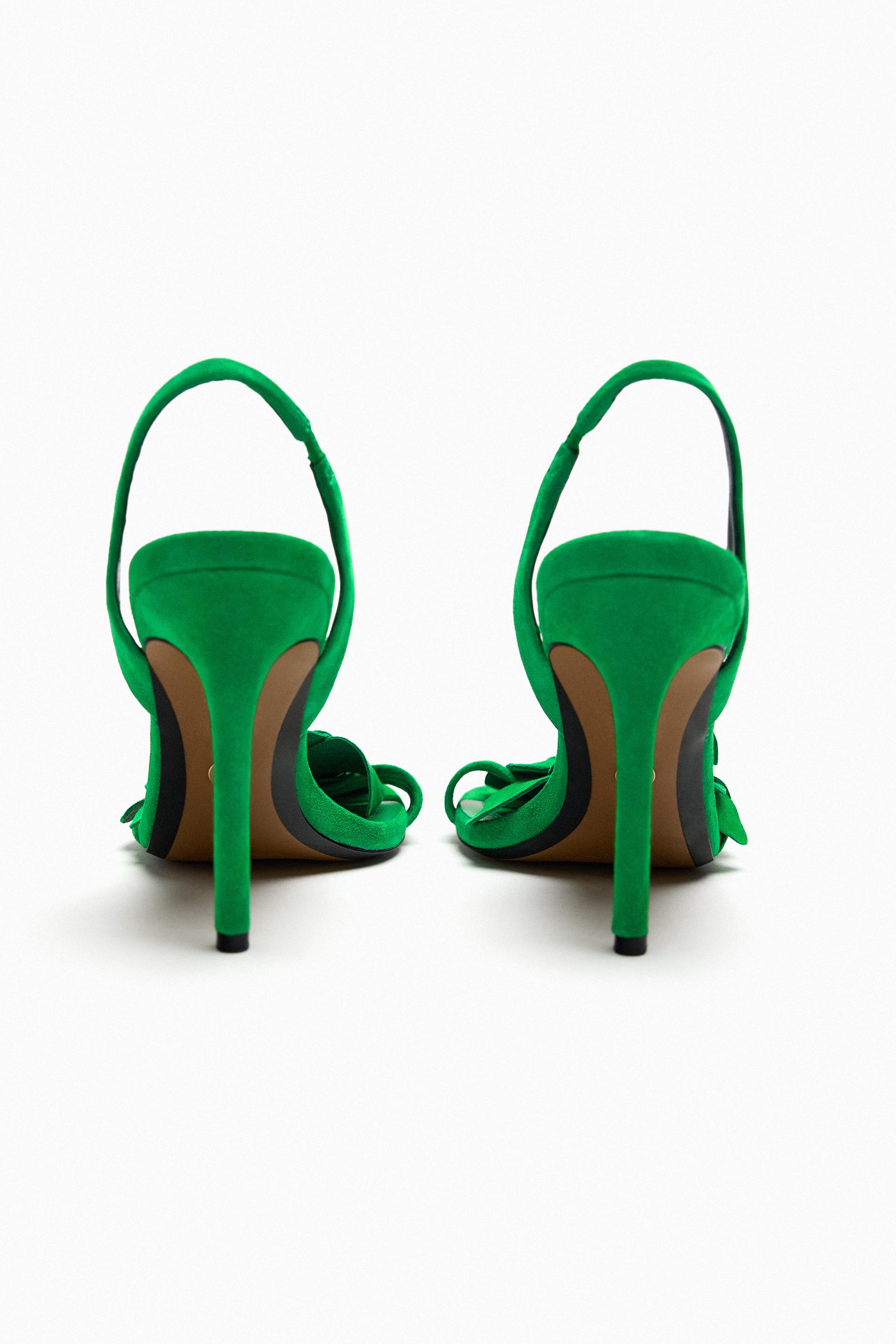 Zara green heeled sandals Clearance