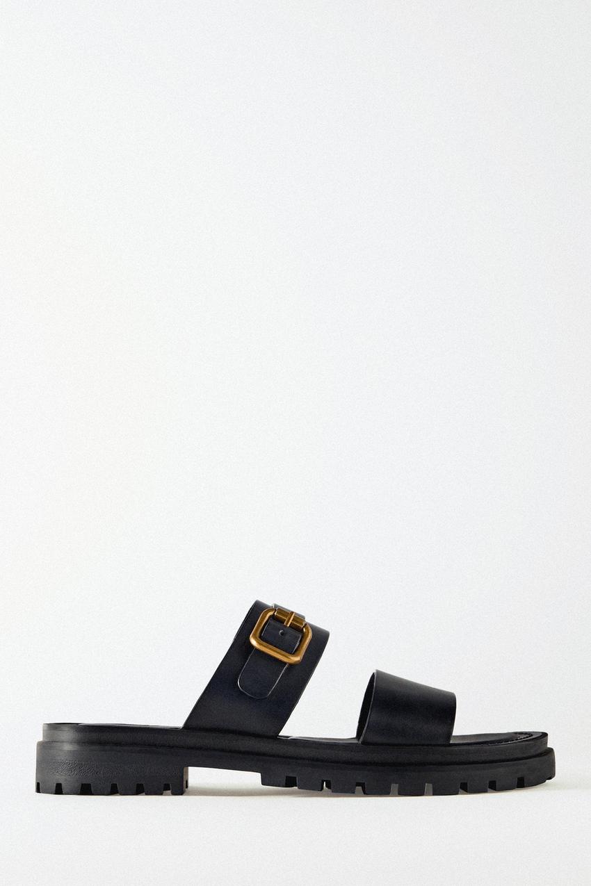 Zara black sandals with buckle Clearance
