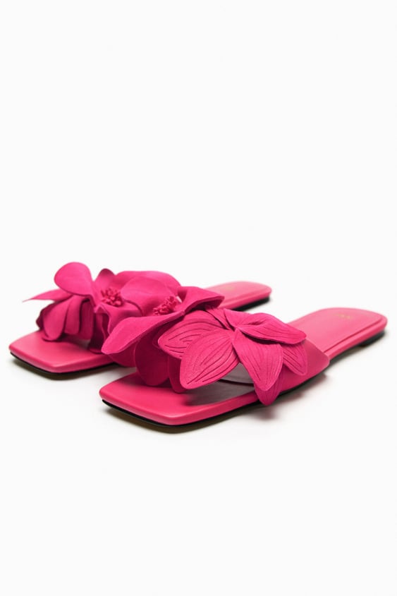 zara.com | Flower Flat Leather Sandals