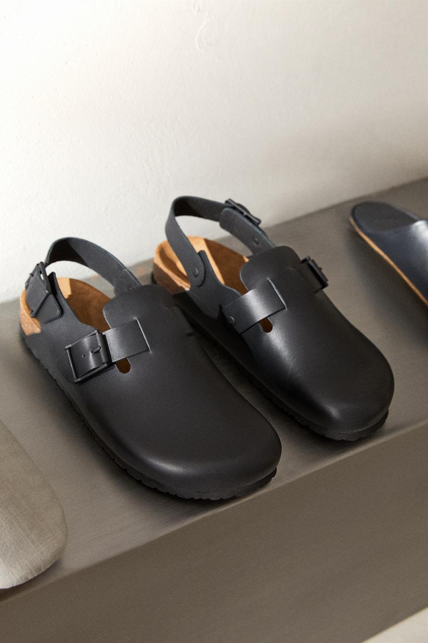 Leather clogs zara Clearance