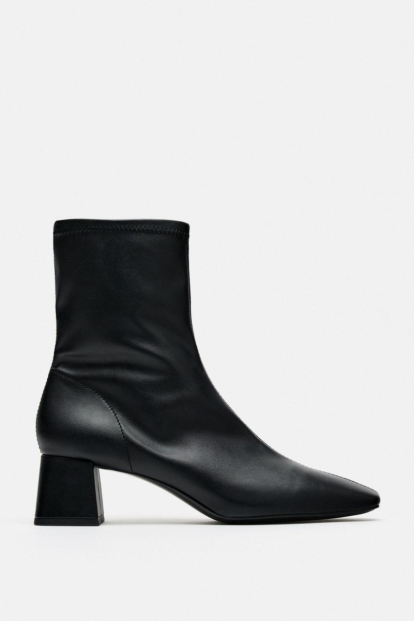 Wide heeled stretch ankle boots zara Clearance